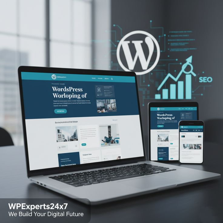 Laptop image with website that created by wordpress